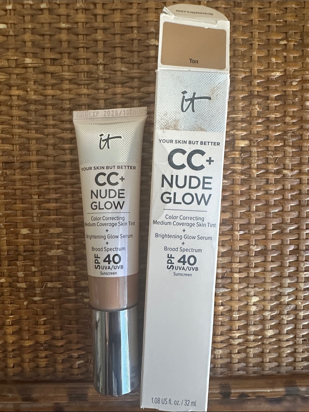 IT Cosmetics CC+ Nude Glow Skin Tint SPF 40 — Shade Tan Exp. 10/2026